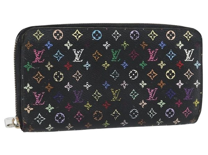 LOUIS VUITTON Monogram Multicolor Zippy Wallet Black M60243 LV Auth BA12982 Nero