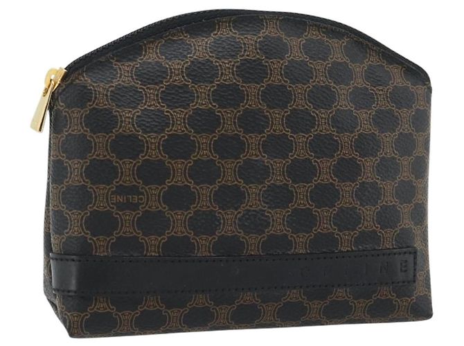Céline Pochette CELINE Macadam Canvas PVC Pelle Nera Oro Auth am11653A Nero D'oro