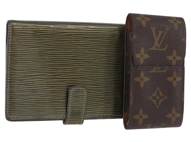 LOUIS VUITTON Epi Monogram Day Planner Cover 2 Set Green LV Auth BA12854