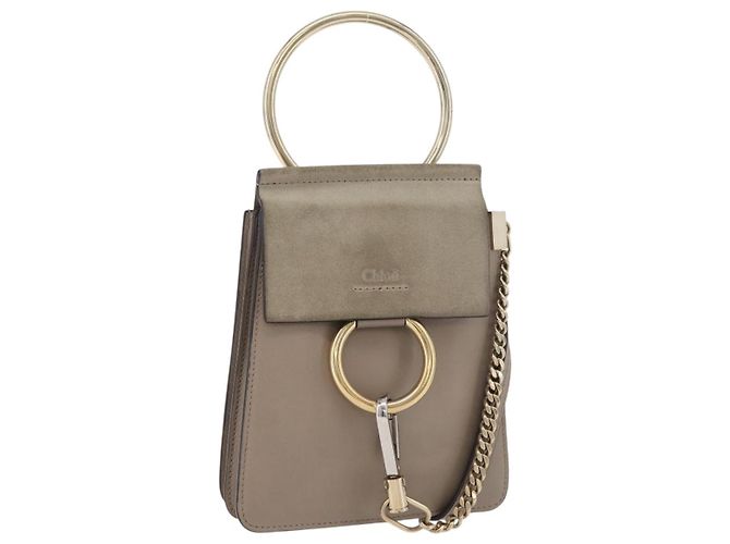 Chloé Bolsa de Ombro Chloe Fay em Couro Bege Ouro Auth BA12889 Dourado
