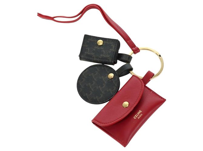 Céline CELINE Macadam Canvas Triomphe Multi Key Ring Charm PVC Black Red Auth 179883M Noir Rouge