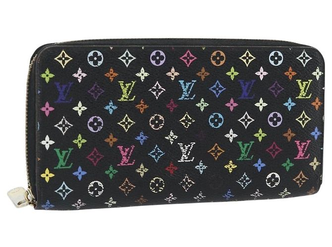 LOUIS VUITTON Monogram Multicolor Zippy Wallet Black M60243 LV Auth ka4424