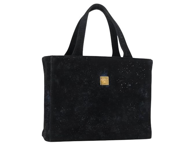 Borsa Gianni Versace in scamosciato nero e oro Auth BA12723A D'oro