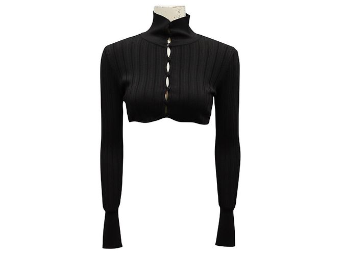 Alaïa Kurzer Alaia Cardigan aus glänzendem Crinoline in Schwarz