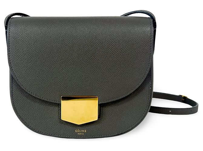 Céline Celine Trotteur Grainy Leather Small Marron