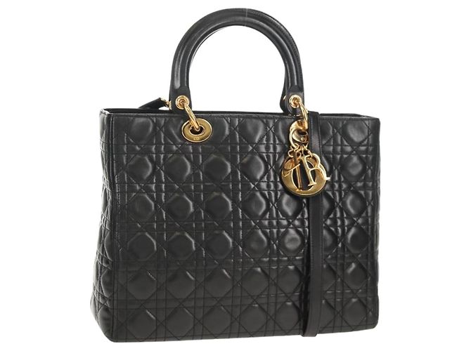 Christian Dior Lady Dior Leather Large Noir