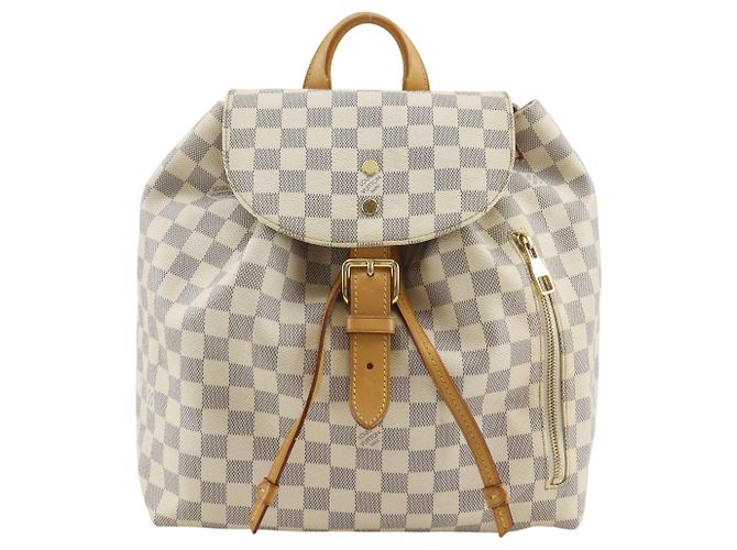 Mochila Louis Vuitton Speron em lona Damier Azur Branco