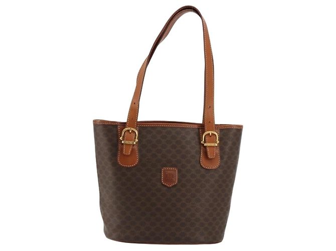 Céline Celine Vintage Macadam Canvas and Leather Marron