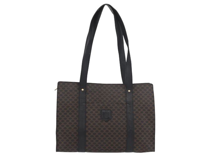 Céline Celine Vintage Macadam Shopper Tote Coated Canvas Medium Black
