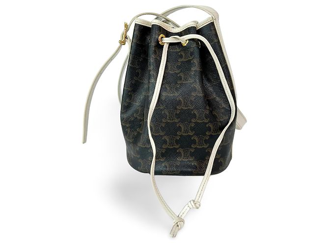 Céline Celine Triomphe Bucket en cuir à cordon de serrage Marron