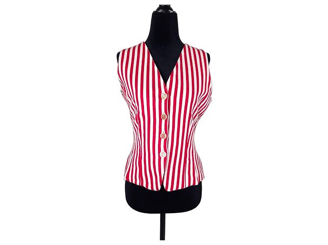 Guy Laroche Gilet a righe rosse e bianche Bianco Rosso
