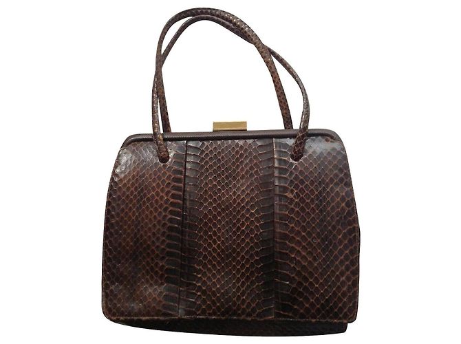 Autre Marque Braune Handtasche aus Pythonleder
