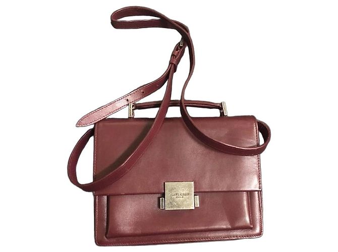 Saint Laurent Sac De Jour Nano Burgundy Leather Handbag Dark red