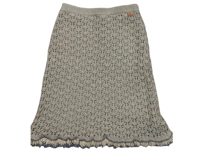Chanel Saia longa de malha bege