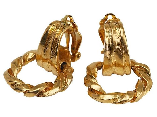 Yves Saint Laurent Boucles d'oreilles Round Circle Swing de Saint Laurent Doré 