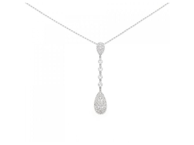 Autre Marque Colar de ouro branco Au750 e diamantes