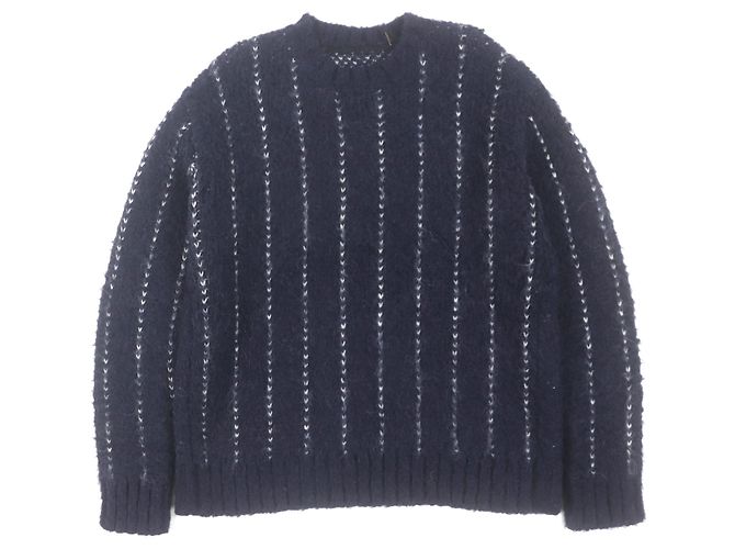Sacai Jacquard-Strickpullover Blau Marineblau