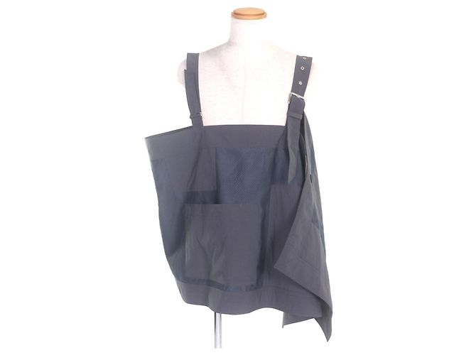 Dior Asymmetrisches Mesh-Panel Nylon-Top Grau