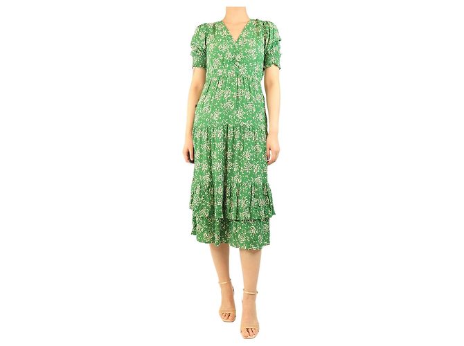 Ba&Sh Grünes Vika Midi-Kleid - Größe M