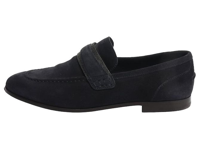 Brunello Cucinelli Navy monili suede loafers - size EU 36