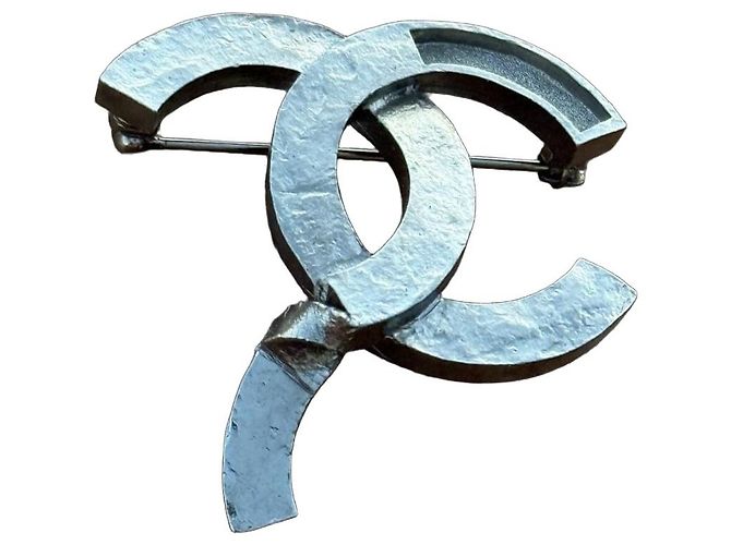 CC Logo Chanel Brosche Silber 