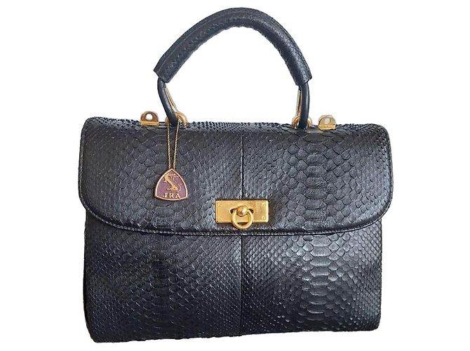 Autre Marque Bolsa JRA Design em couro relevo python, Preto