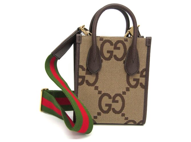 Bolsa Gucci Jumbo GG Mini Bege Castanho escuro