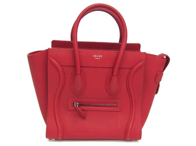 Céline Celine Luggage Micro Shopper Handtasche in Rot