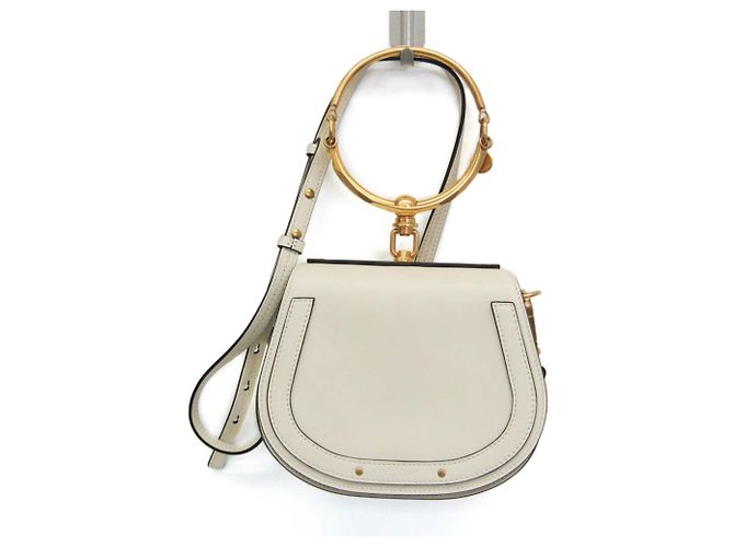 Bolsa de mão/Bolsa de ombro em couro off-white Chloé Nile Fora de branco