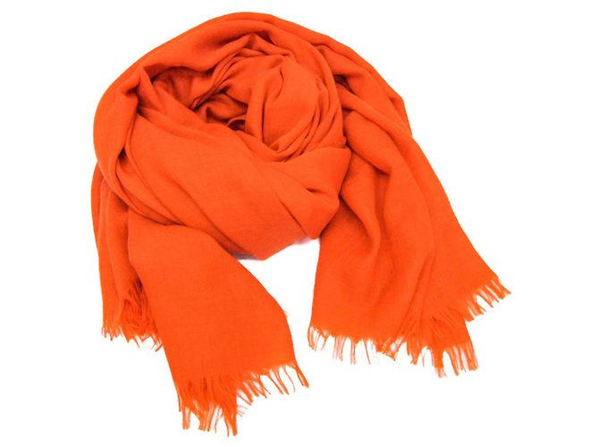 Hermès Echarpe de lã e cashmere Hermes Laranja