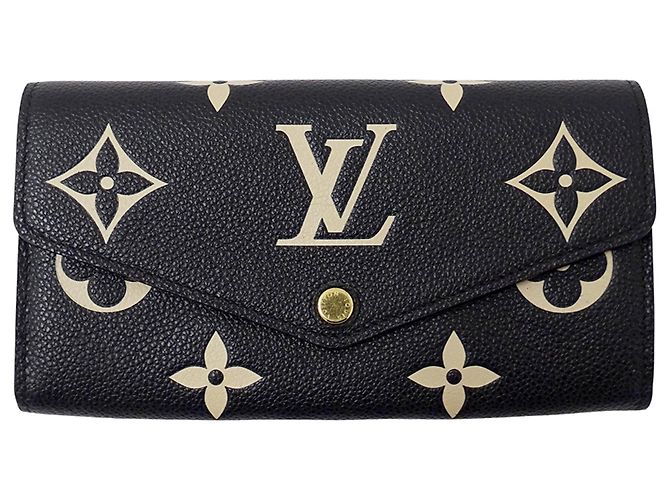 Louis Vuitton Monogram Empreinte Bicolor Wallet Black Beige