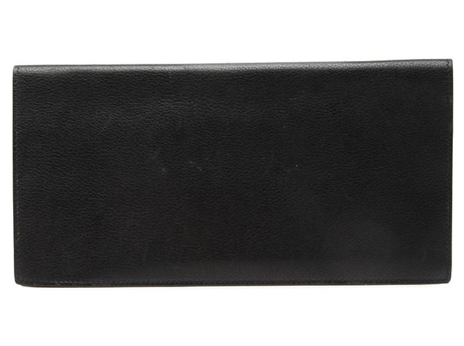 Hermès Hermes Black Leather Long Wallet
