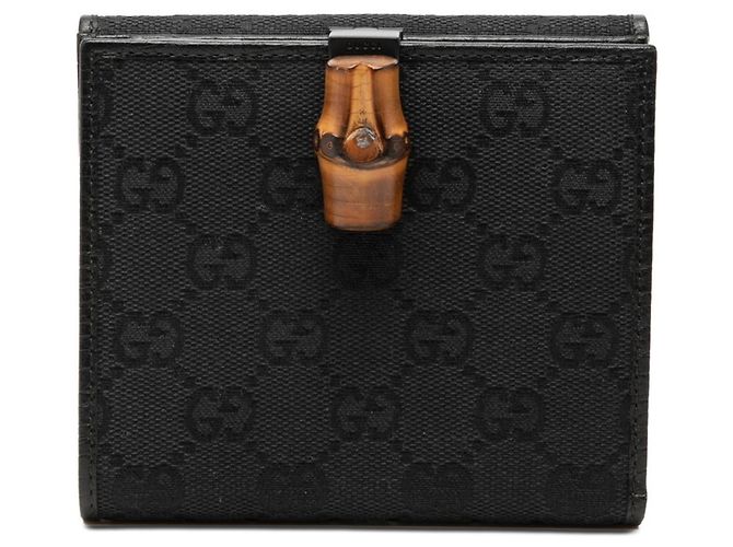 Gucci GG Canvas Bamboo Bi-fold Wallet Black