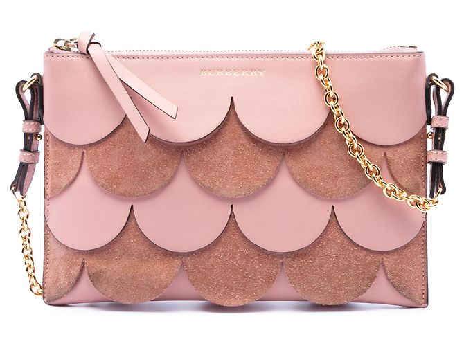 Bolsa transversal Peyton em couro e camurça rosa com acabamento recortado Burberry