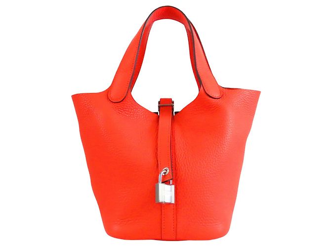 Hermès Orange Clemence Picotin Lock 18 Laranja