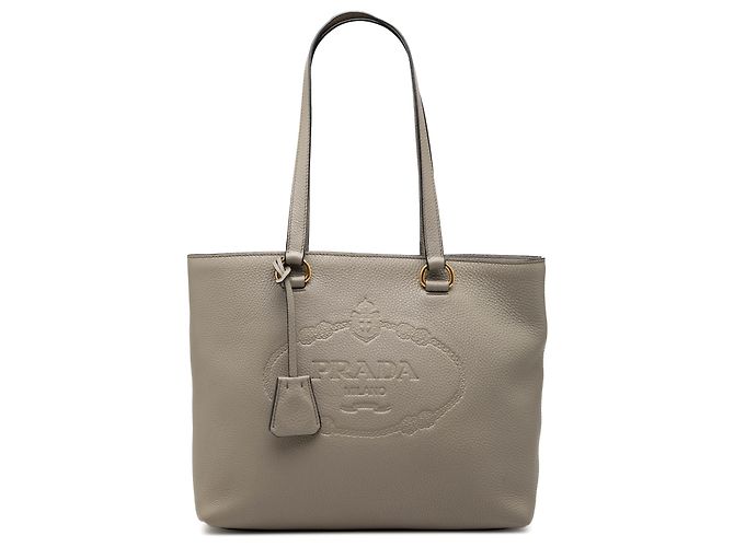 Tote Prada Marrone Vitello Daino Canapa Logo Taupe