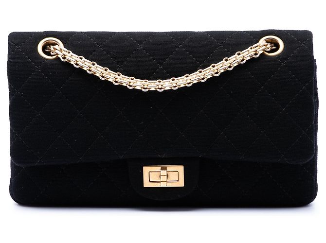 Chanel Black Quilted Jersey Reissue 2.55 Double Flap 225 Nero