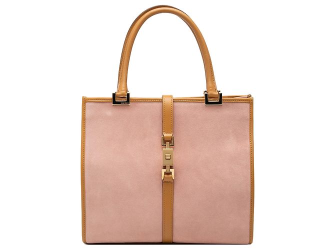 Bolsa Jackie em camurça rosa Gucci Camelo