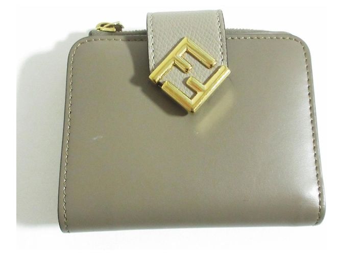 Fendi FF Diamond Bi-fold Wallet Beige