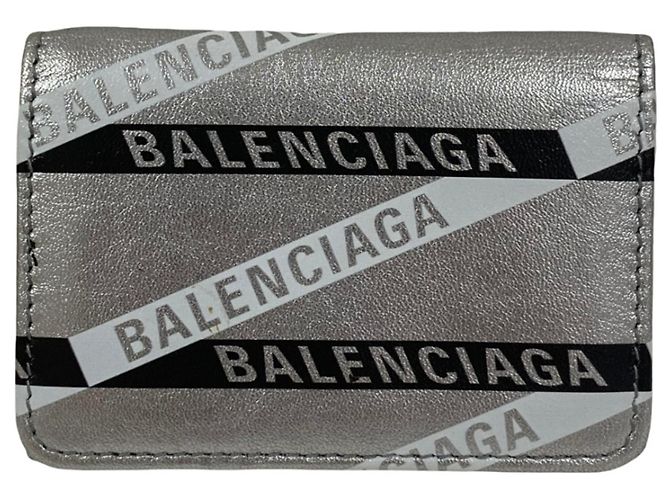 Balenciaga Everyday Compact Wallet Black Silvery