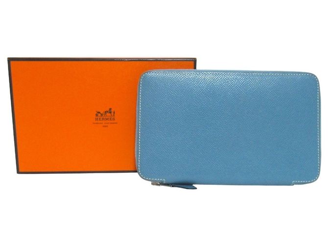 Hermès Hermes Veau Epsom Agenda Zip Notebook Cover Blue