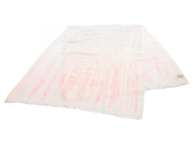 Echarpe de seda e cashmere Chanel Marrom Rosa Cru