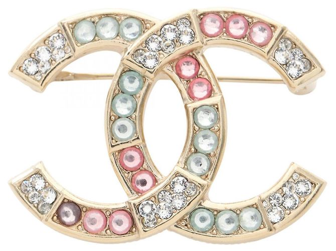 Spilla Chanel Coco Mark placcata oro Multicolore D'oro