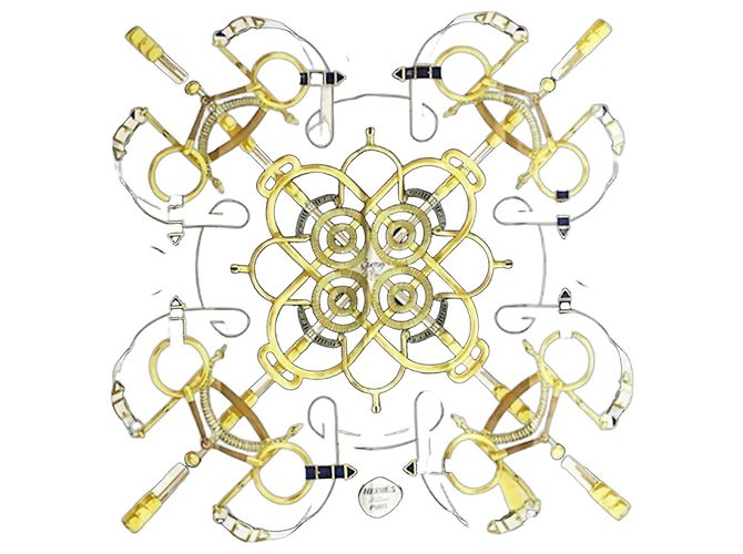 Hermès Sciarpa di seta Hermes Carré 90 EPERON D'OR Bianco Blu navy