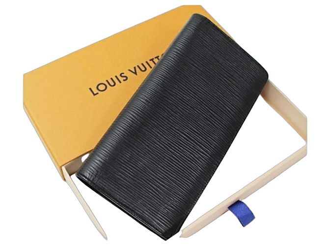 Cartera larga plegable Louis Vuitton Epi Brazza Negro