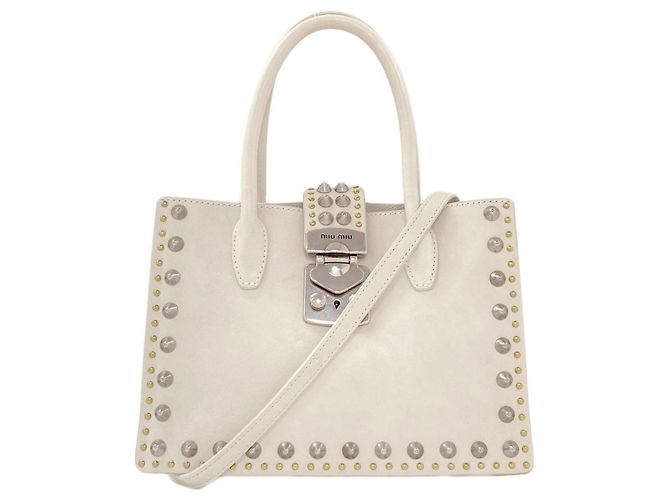 Bolsa 2-Way com tachas Miu Miu Branco