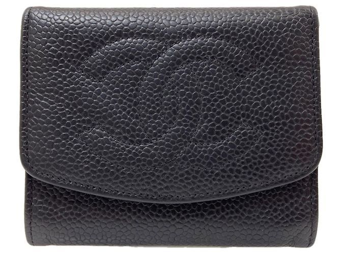 Chanel Coco Mark Stitch Gold Hardware Coin Case Black