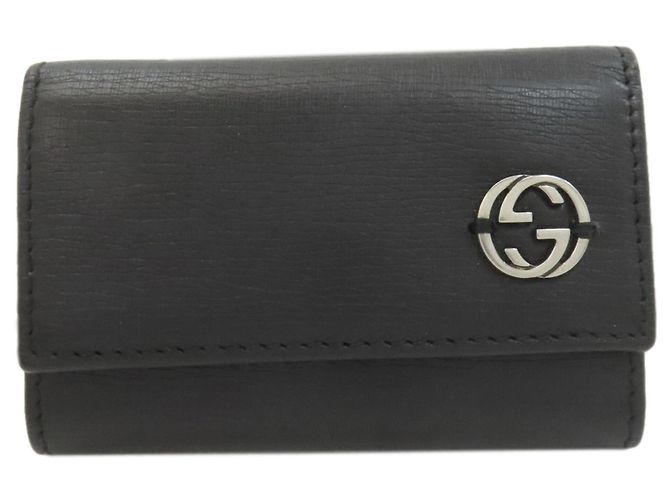 Gucci Interlocking G Leather Key Case Black