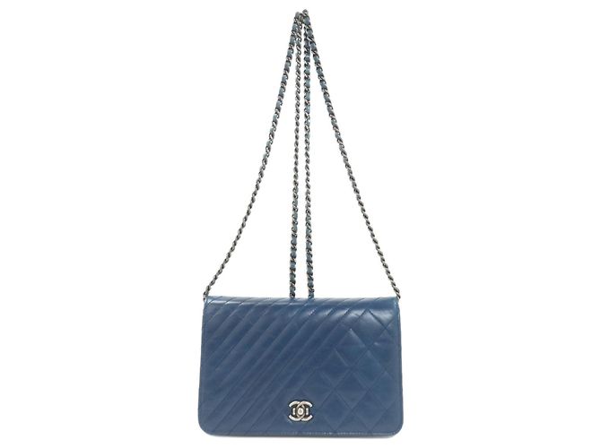 Portefeuille long Chanel Coco Mark Matelassé Bleu