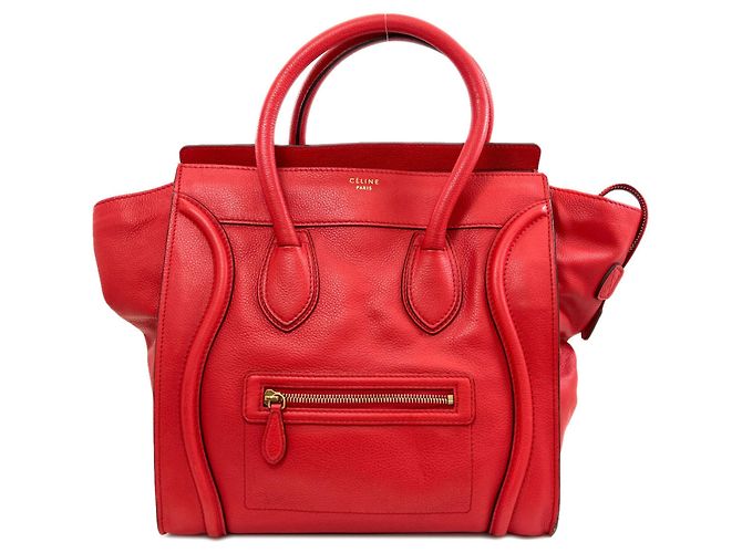 Céline Celine Luggage Mini Handtasche Rot